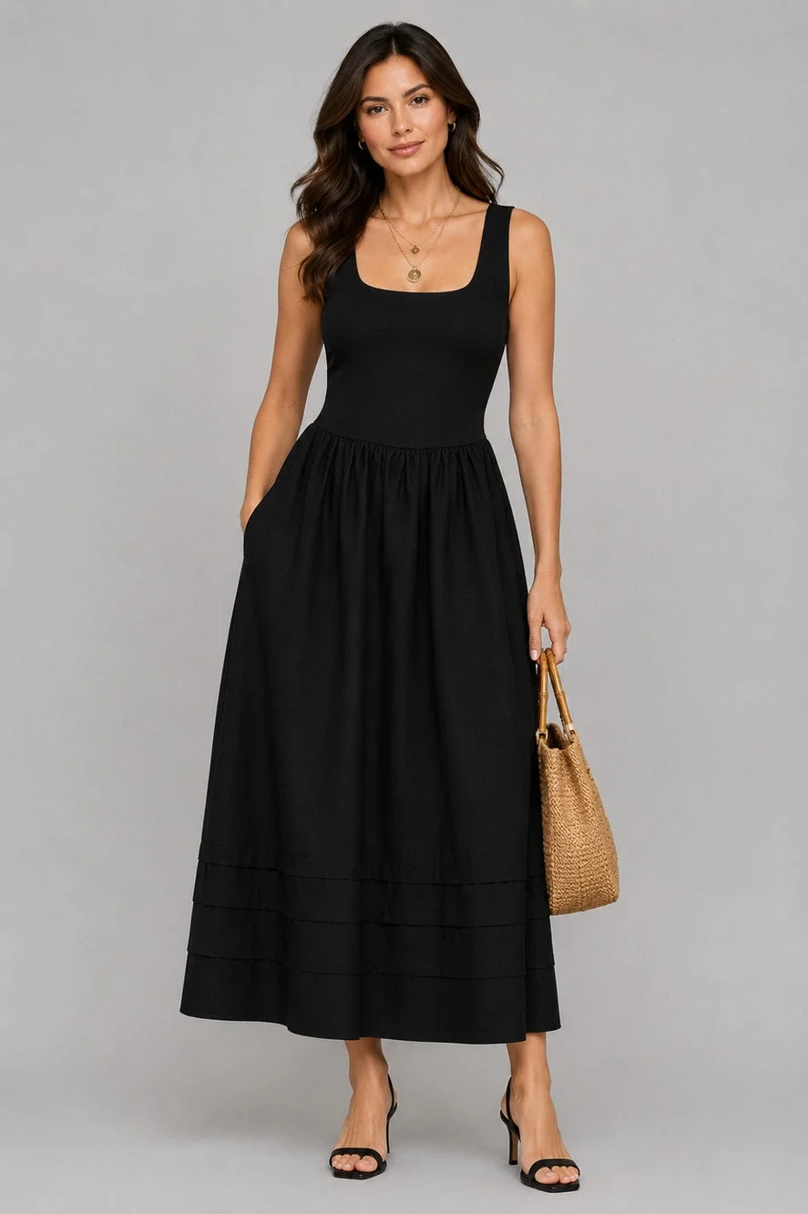 J.Crew Drop Waist Mixy Dress Womens XS Black Scoop Neck Preppy Minimalist CJ497